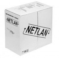 Кабель NETLAN U/UTP 4 пары, Кат.5e, внутренний, PVC, одножильный, 100МГц, серый, 305м